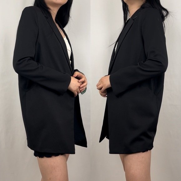 Kling Lightweight Black Long Blazer with Green Cuffs - Picture 3 of 8